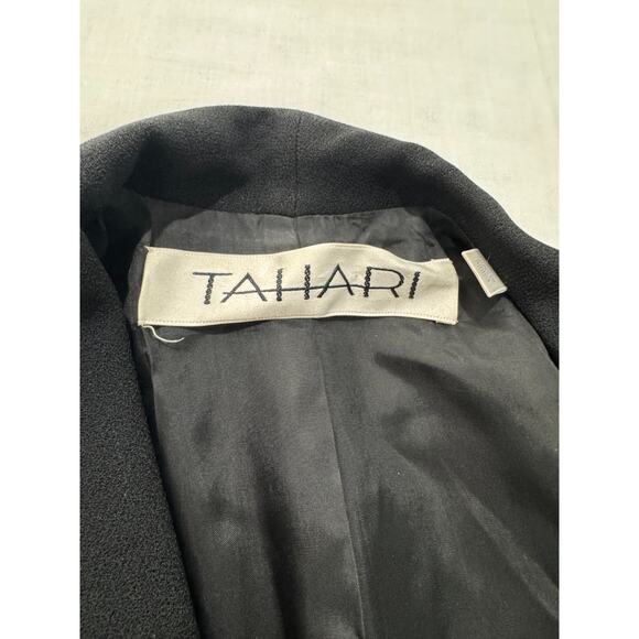 Vintage Black Tahari Coat Dress Side Snap Wrap Size 4 Rayon Career 90s Y2K - Picture 3 of 12